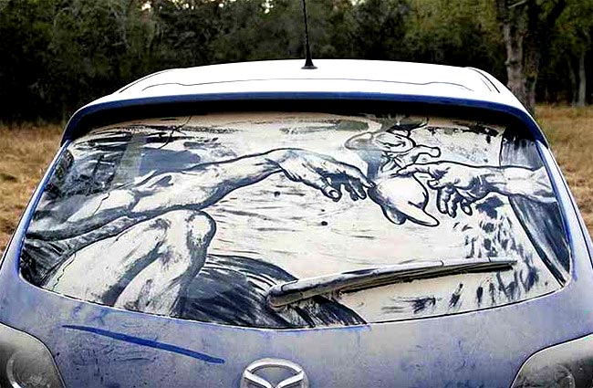 019 Amazing Artwork Created in Dusty Car Windows